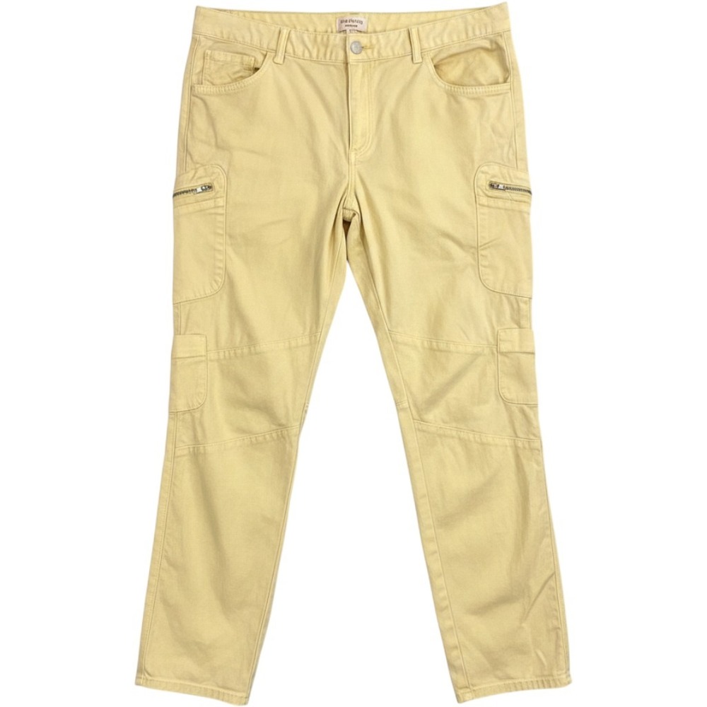 Pilcro Cargo Pants Zipper Pocket 31T Yellow Womens Utility Slim Straight Denim